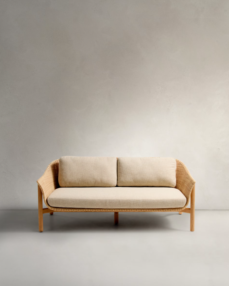 Außensofa 2-Personen Galea Wood und Rattan Wood