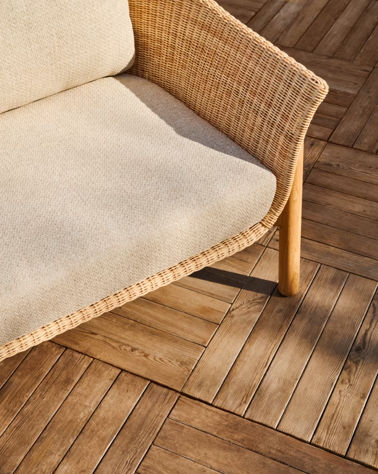 Außensofa 2-Personen Galea Wood und Rattan Wood