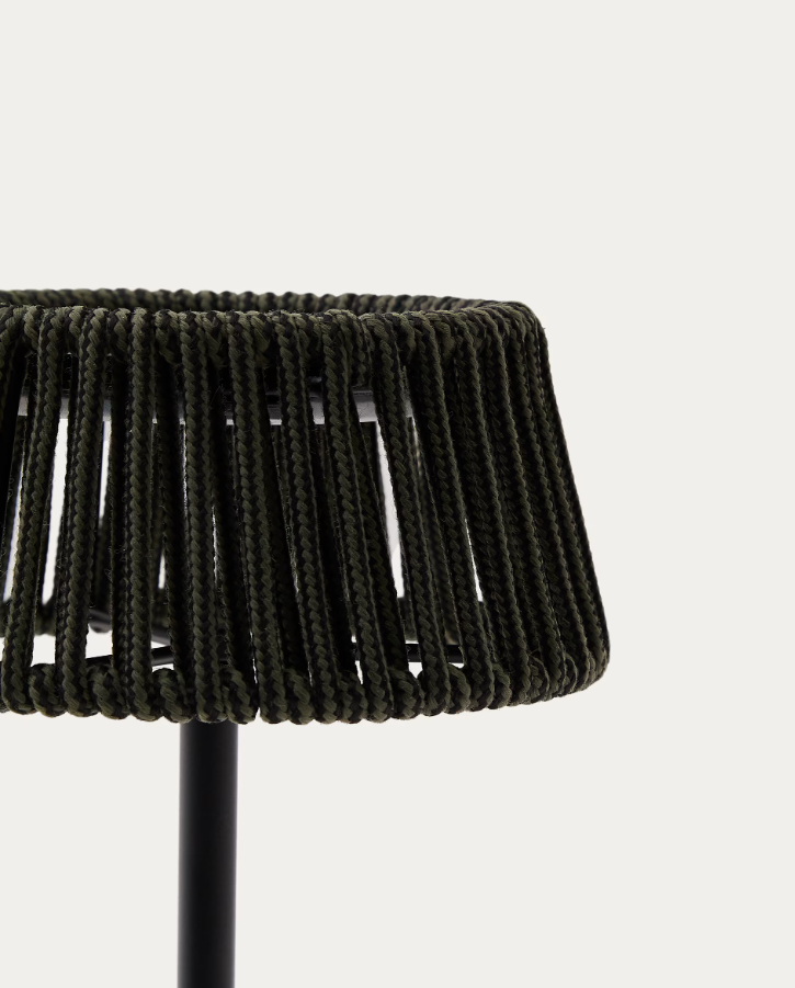 Lampa stołowa zewnętrzna przenośna ALDET ciemnozielona lina