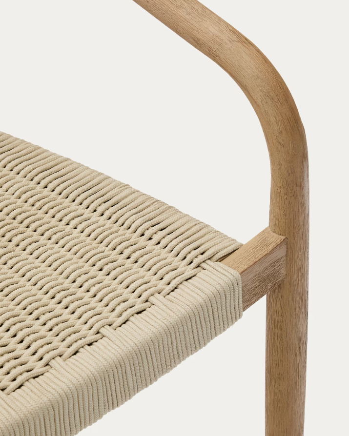 Krzesło NINA lite drewno akacjowe z kremowym siedziskiem