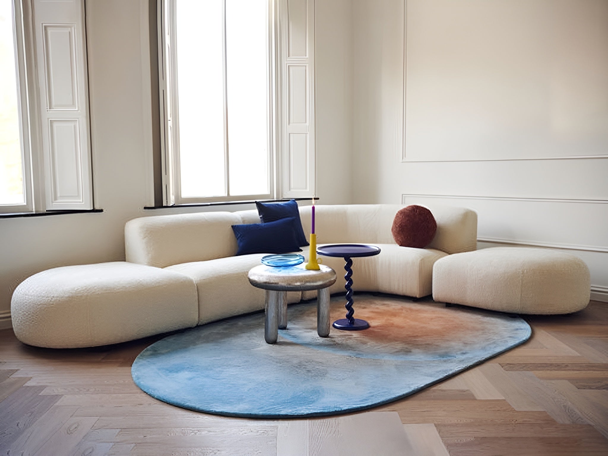 POLSPOTTEN modular sofa - large rounded corner module ecru