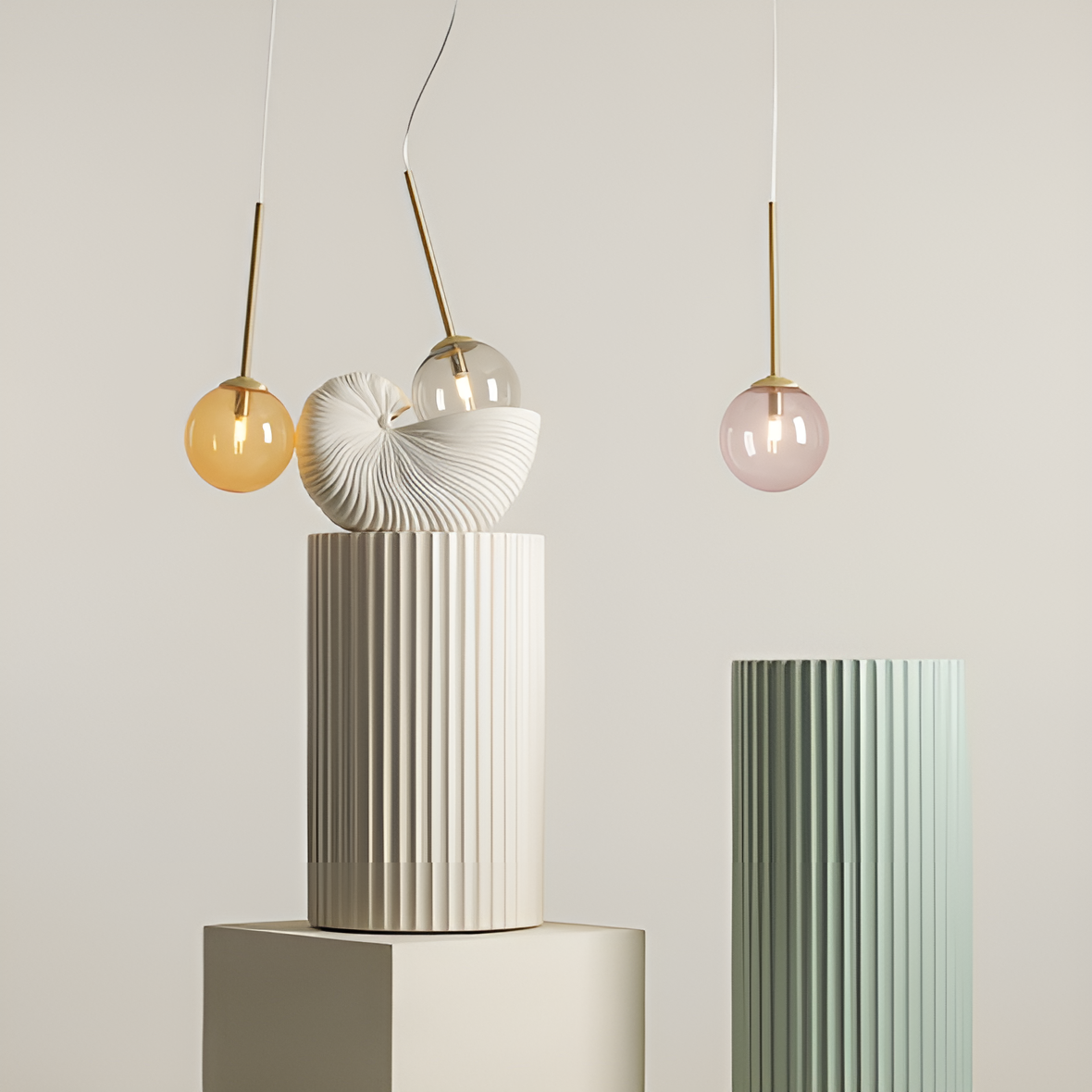 Barefoot hanging lamp Trio colorful glass