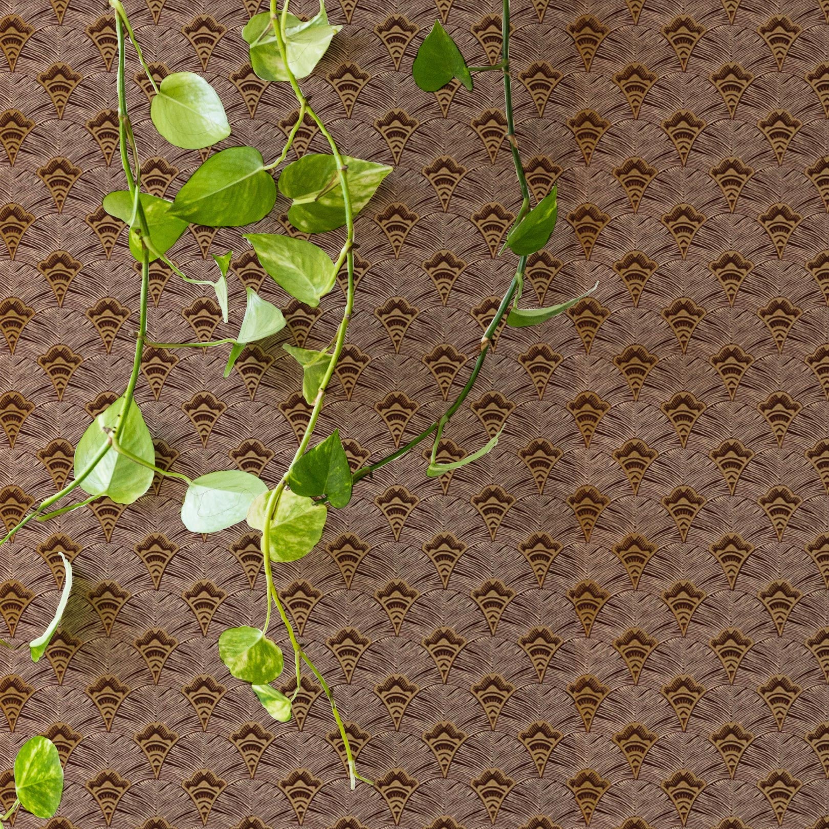 Strukturtapete mit abstraktem Fächerdesign ADENIUM - ROUILLE rostbraun