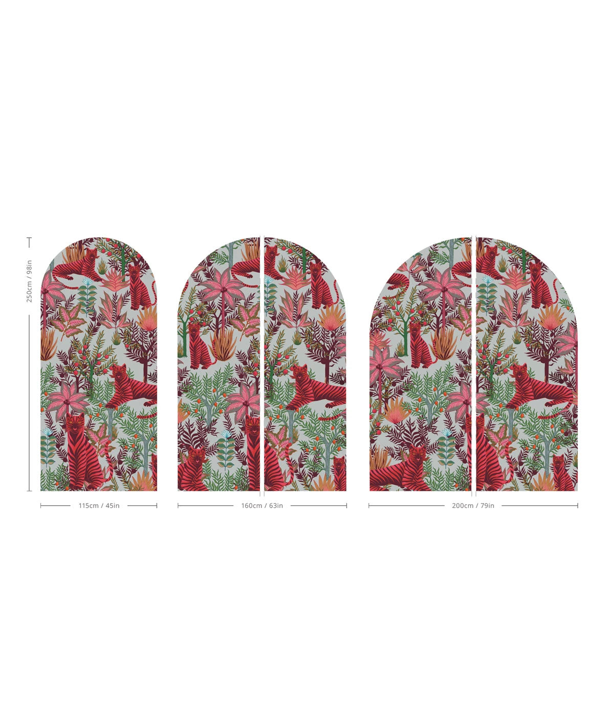 Bogenförmiges Wandbild mit tierischem Motiv GOLD TIGERS PINK rosa