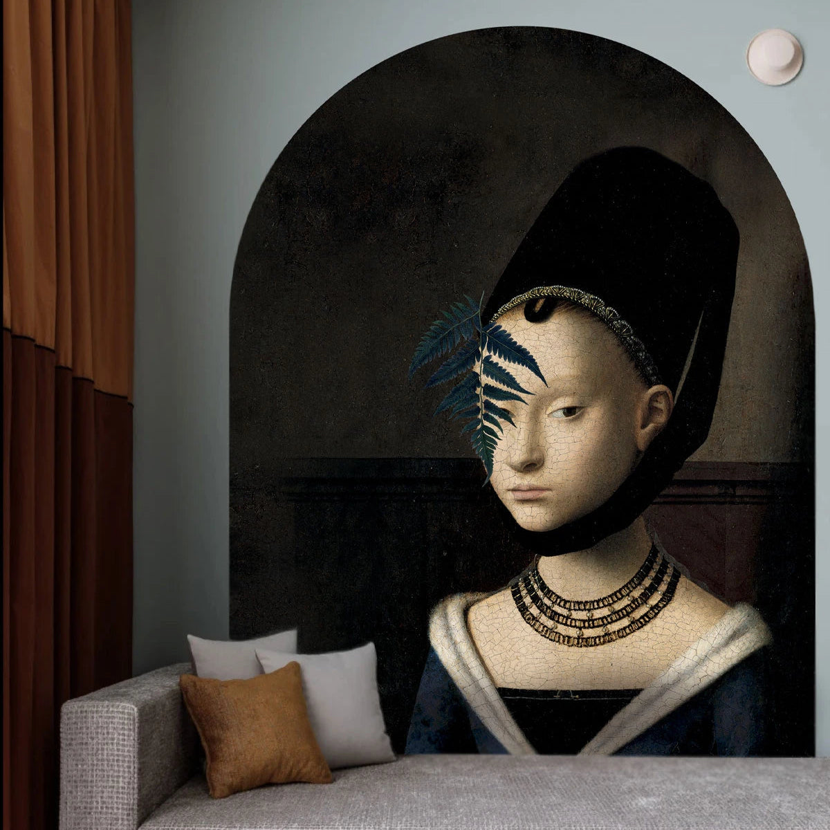 Mural flizelinowy w kształcie łuku LADY FERN ciemnobrązowy