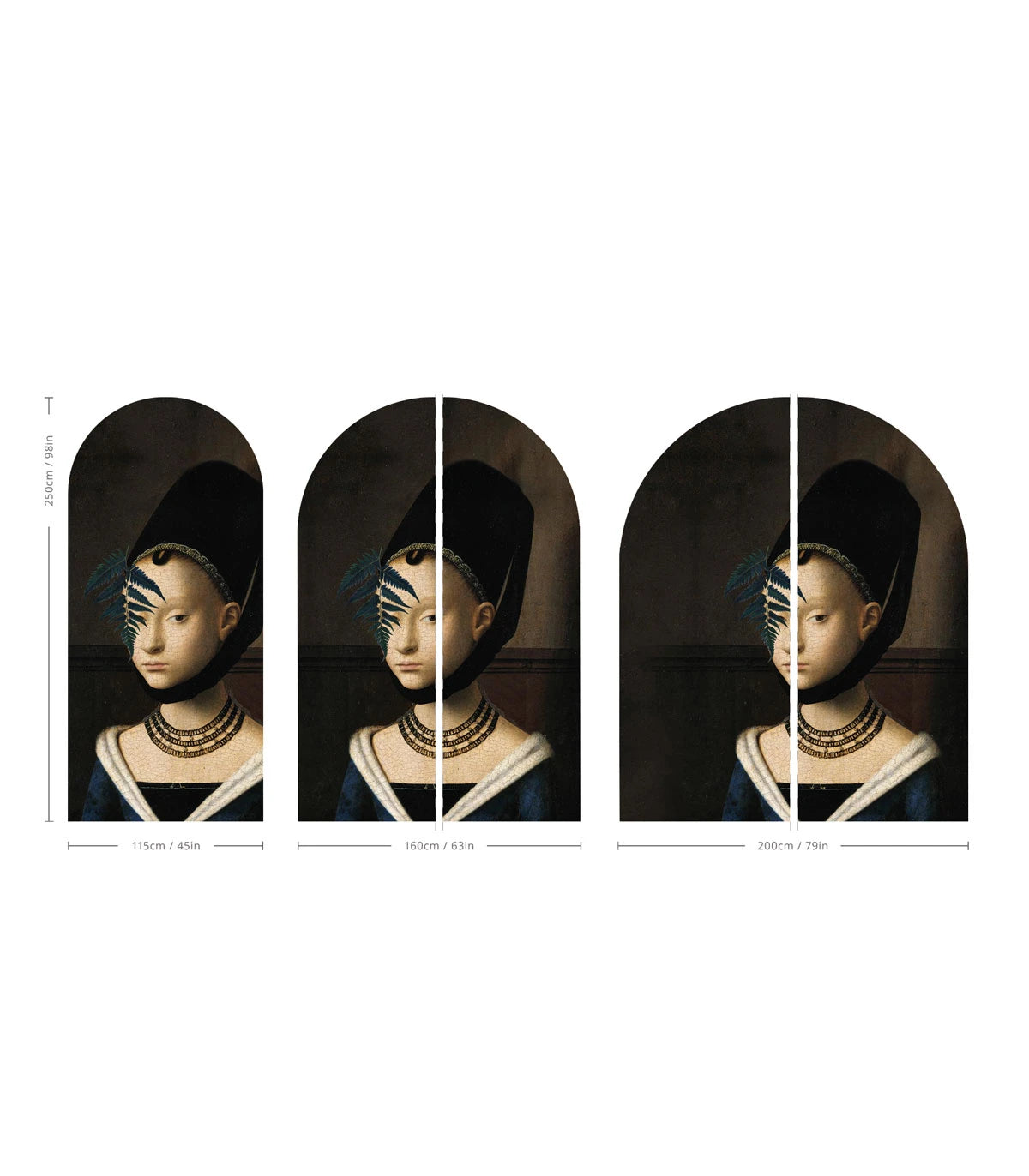 Mural flizelinowy w kształcie łuku LADY FERN ciemnobrązowy