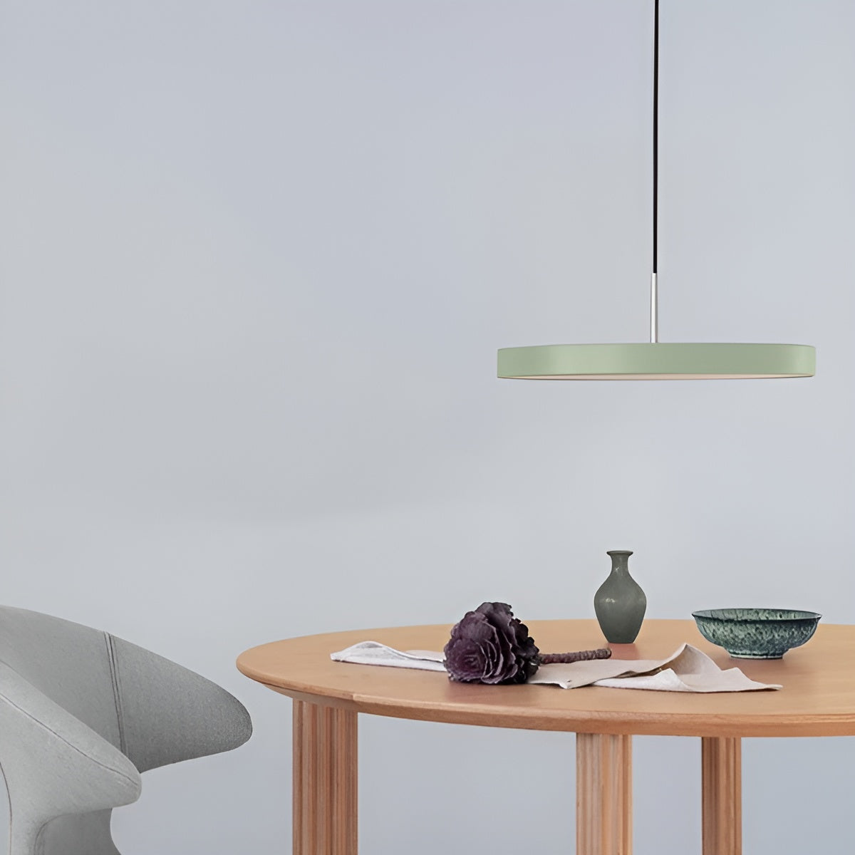 Hanglamp ASTERIA PLUS olijfgroen met zilveren inzet