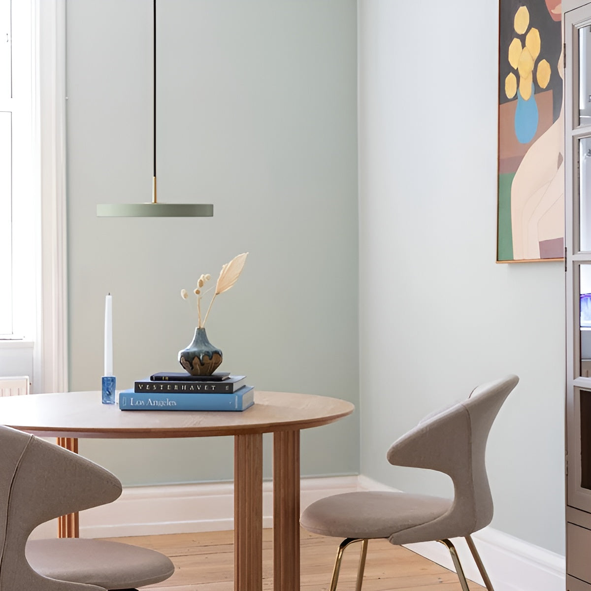 Pendelleuchte ASTERIA PLUS olivgrün mit goldener Einlage