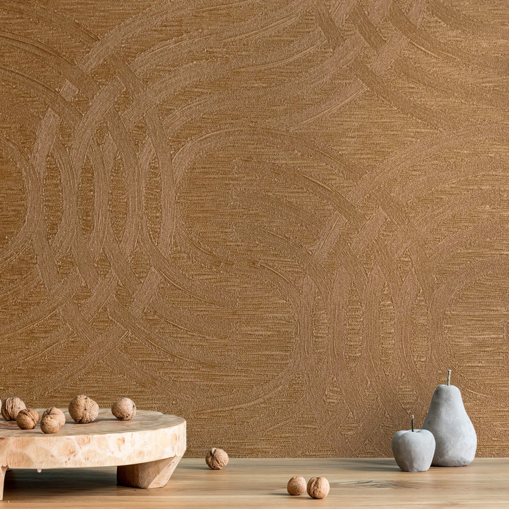 Metallic Wallpaper with Abstract Pattern AURARIA - AMBRE Amber