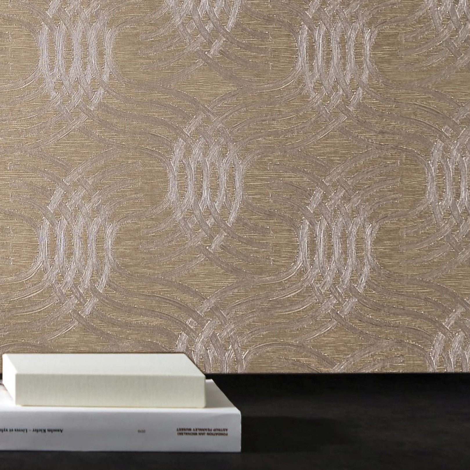 Metalltapete mit abstraktem Muster AURARIA - TAUPE/ARGENTE taupe mit Silber