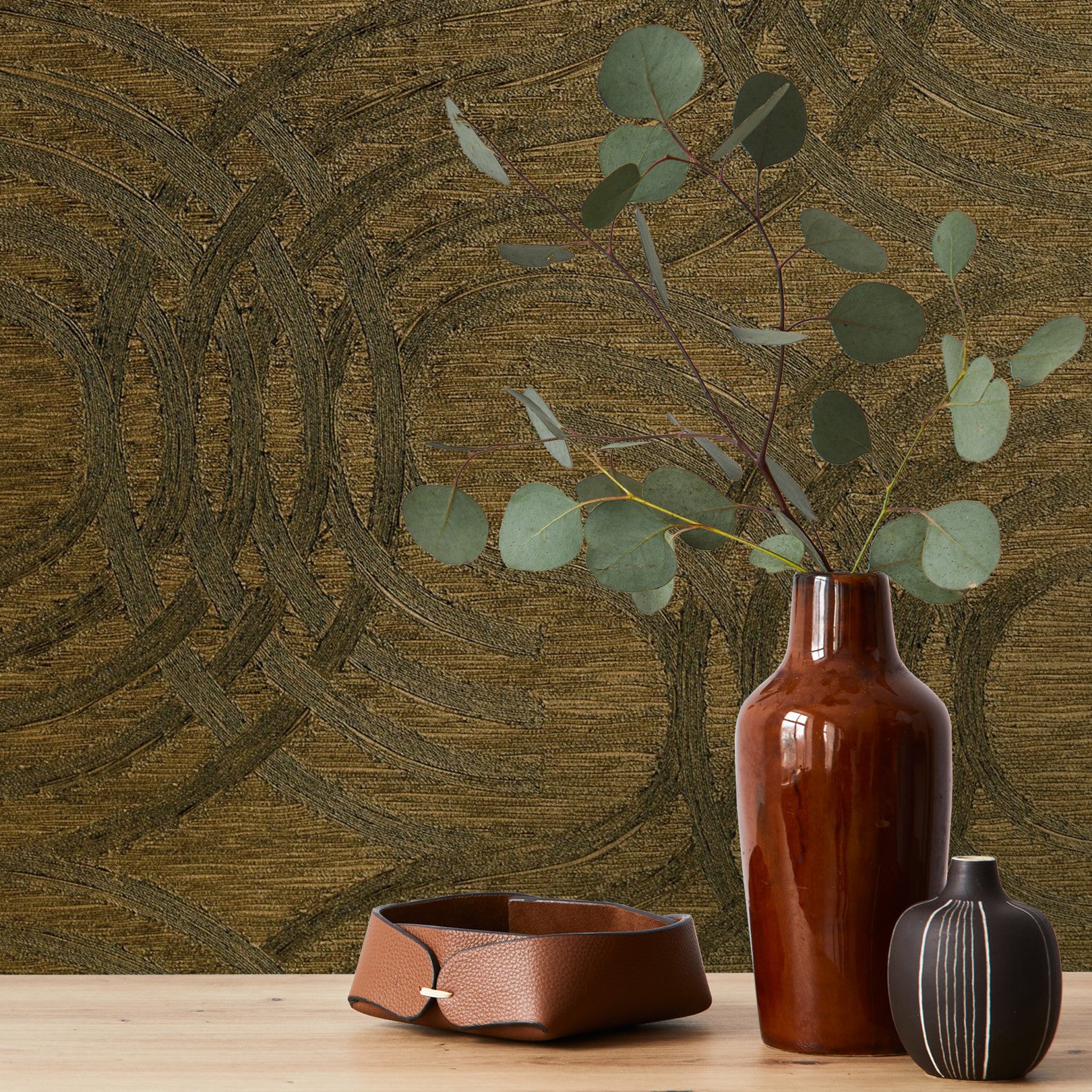 Metalltapete mit abstraktem Muster AURARIA - NOIR/DORE schwarz mit Gold