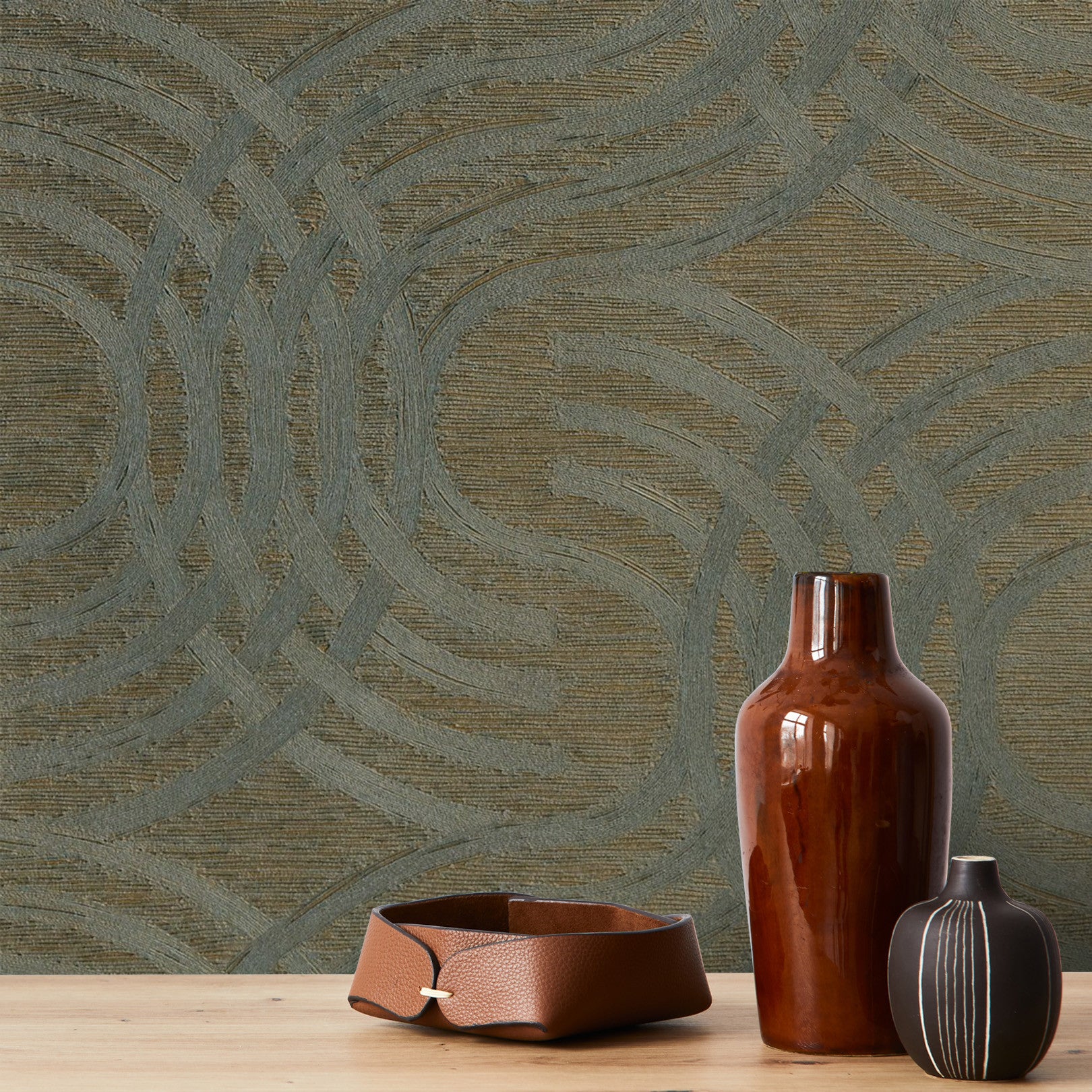 Metalltapete mit abstraktem Muster AURARIA - VERT DE GRIS/DORE grün mit Gold