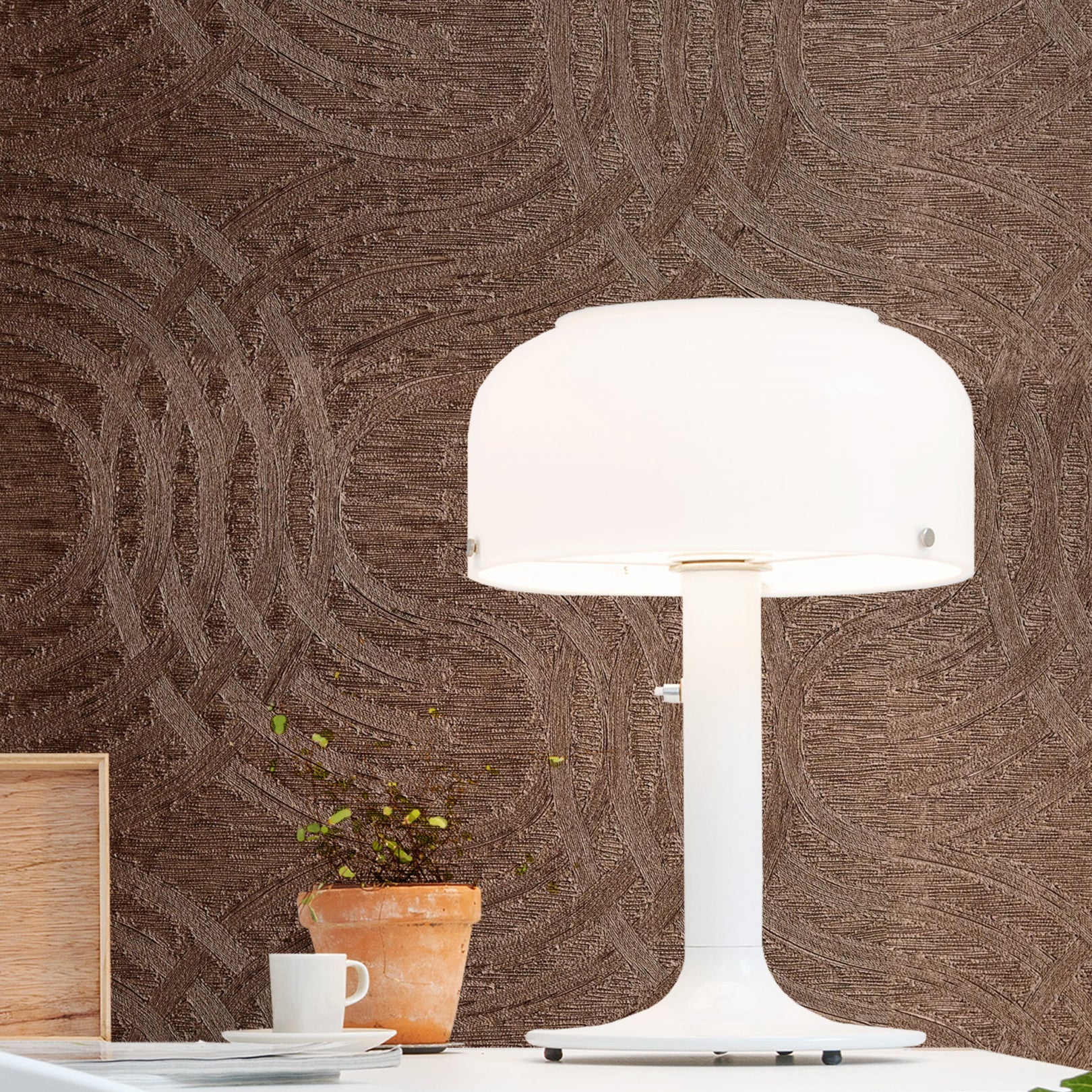 Metalen behang met abstract patroon AURARIA - CUIVRE bruin