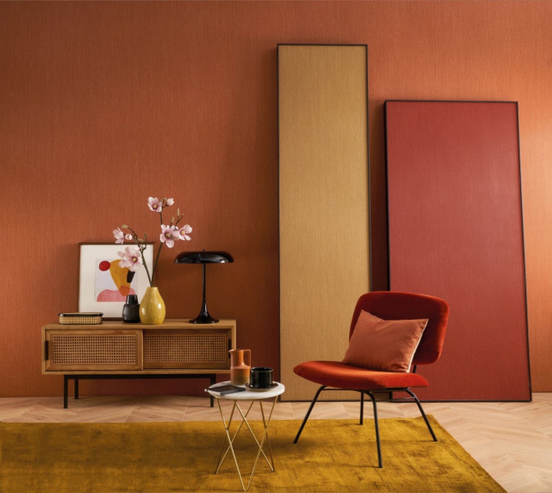 Strukturtapete, die Leinenstoff imitiert GOA - COTON pudriger Rosa