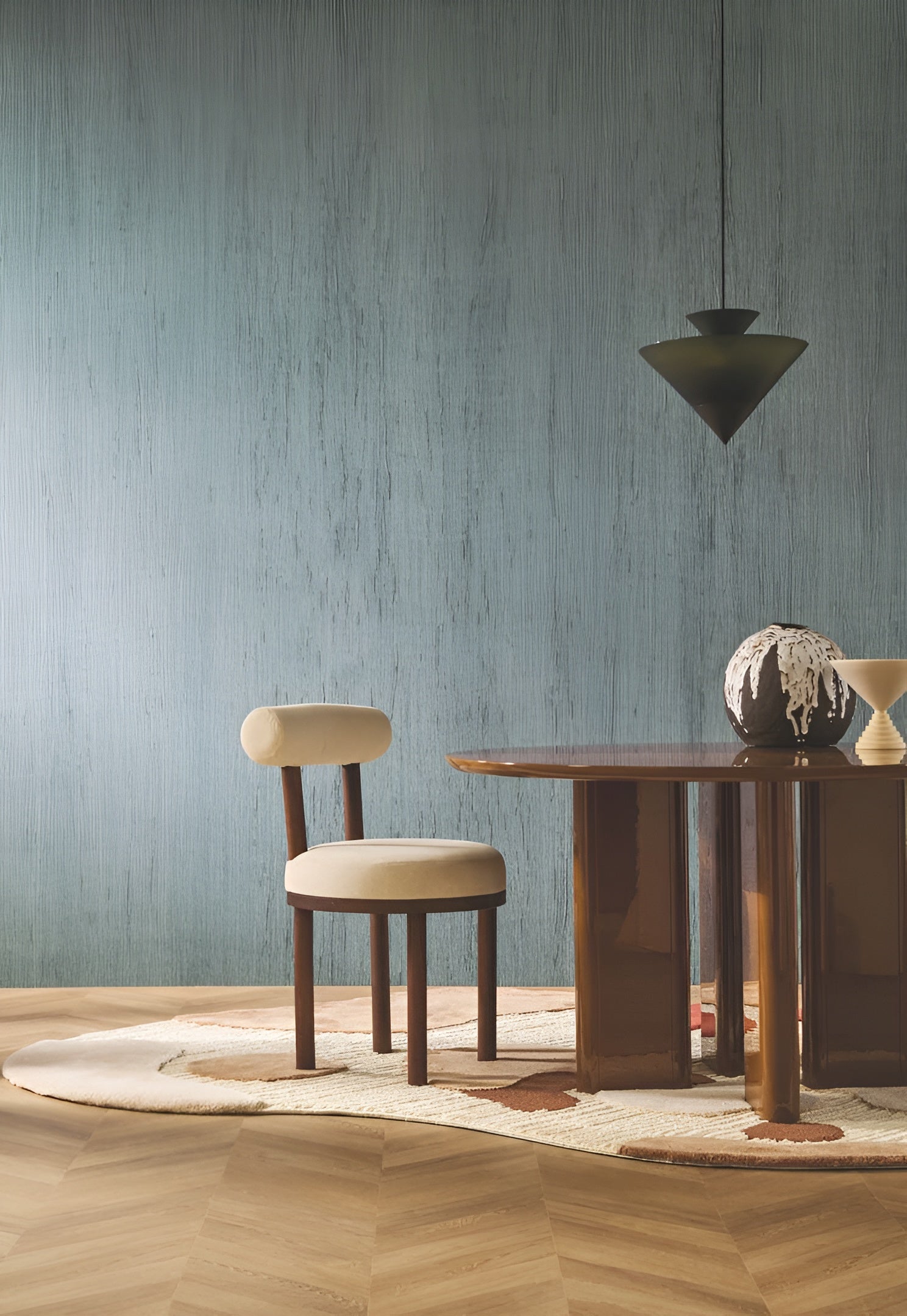 Linen Textured Fabric Wallpaper LINON - PIERRE BLEUE Blue