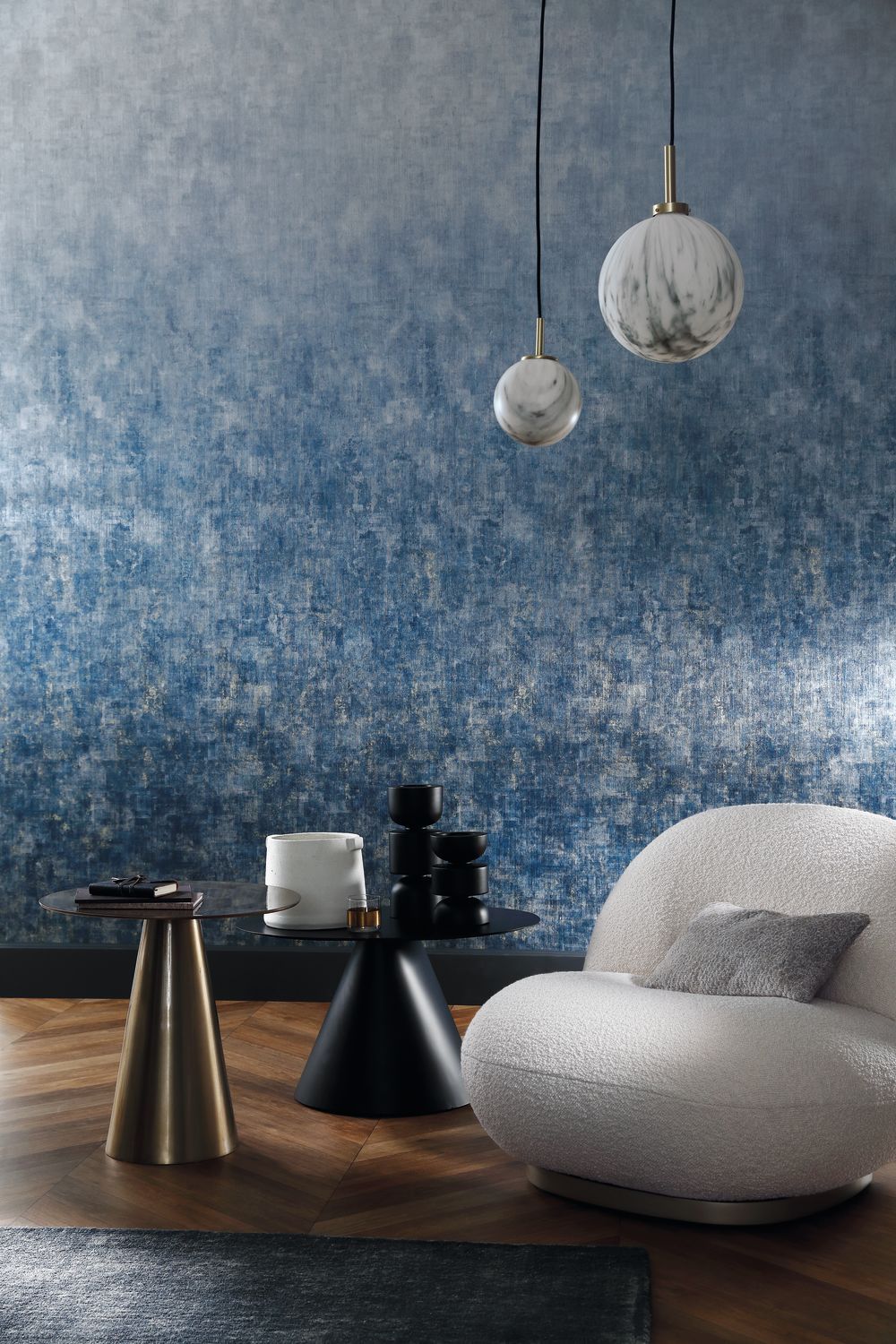 Textile mural imitating canvas GALLICA blue