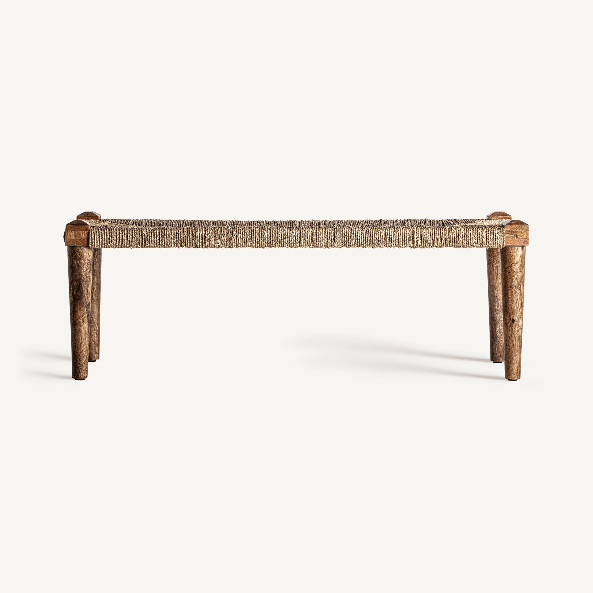 Bank TASSAROLO aus Mangoholz mit Jutesitz