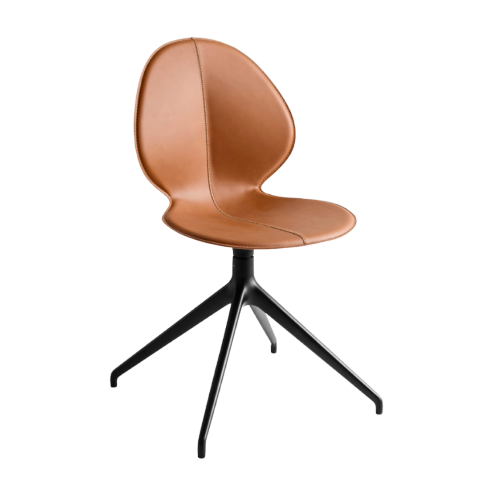 BASIL swivel chair in cognac leather