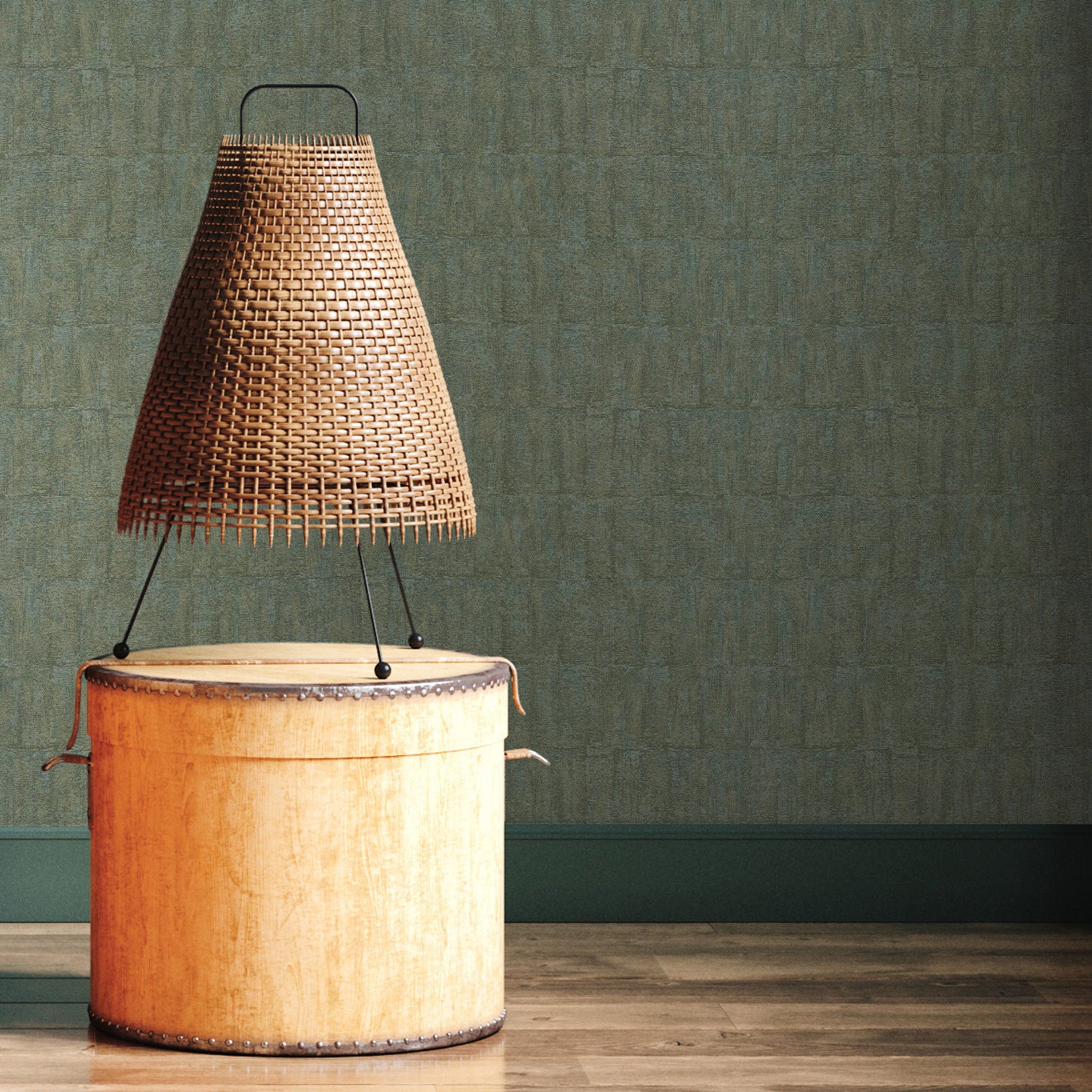 Structural wallpaper imitating clay BIZEN - LICHEN green with bronze