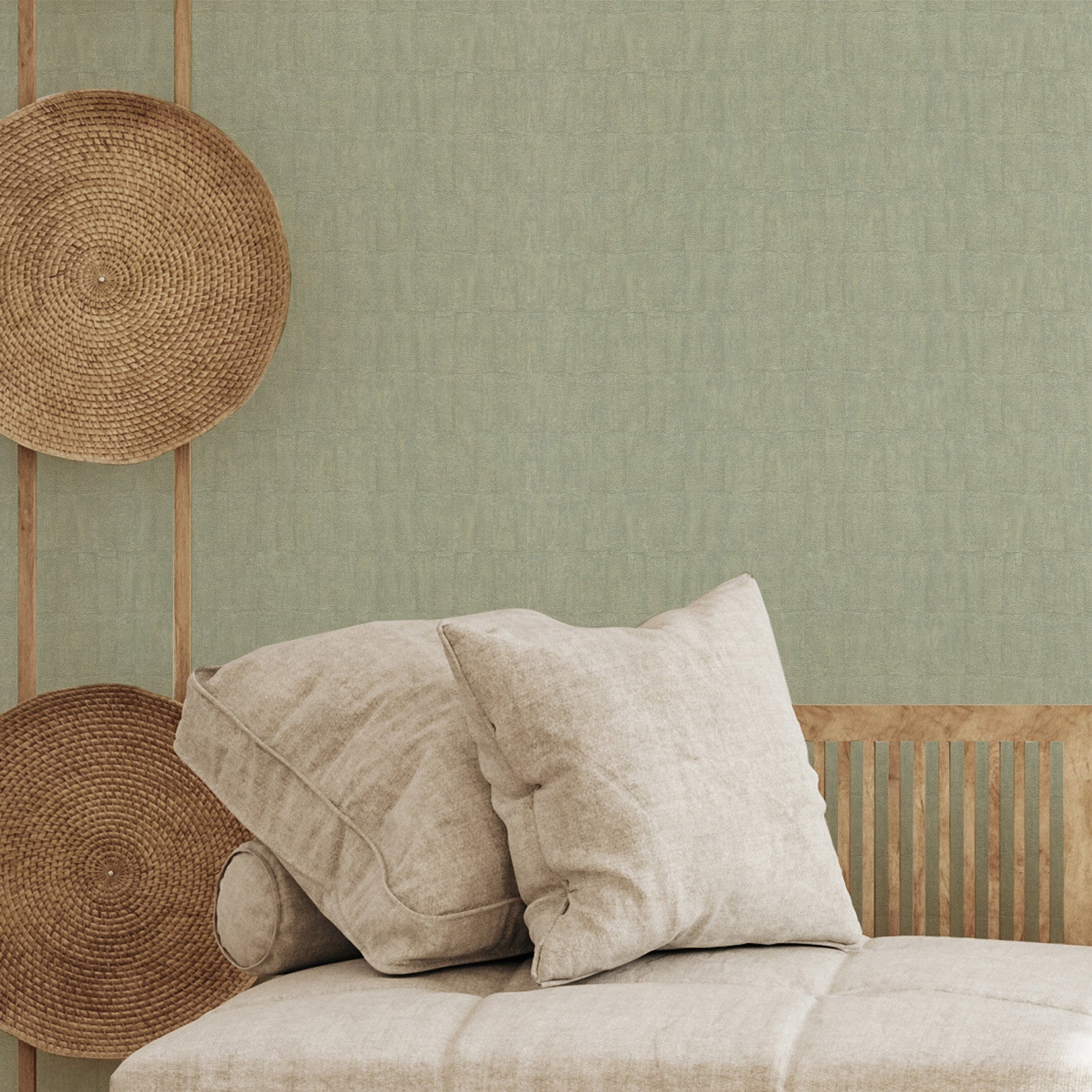 Structural wallpaper imitating clay BIZEN - CELADON mint green