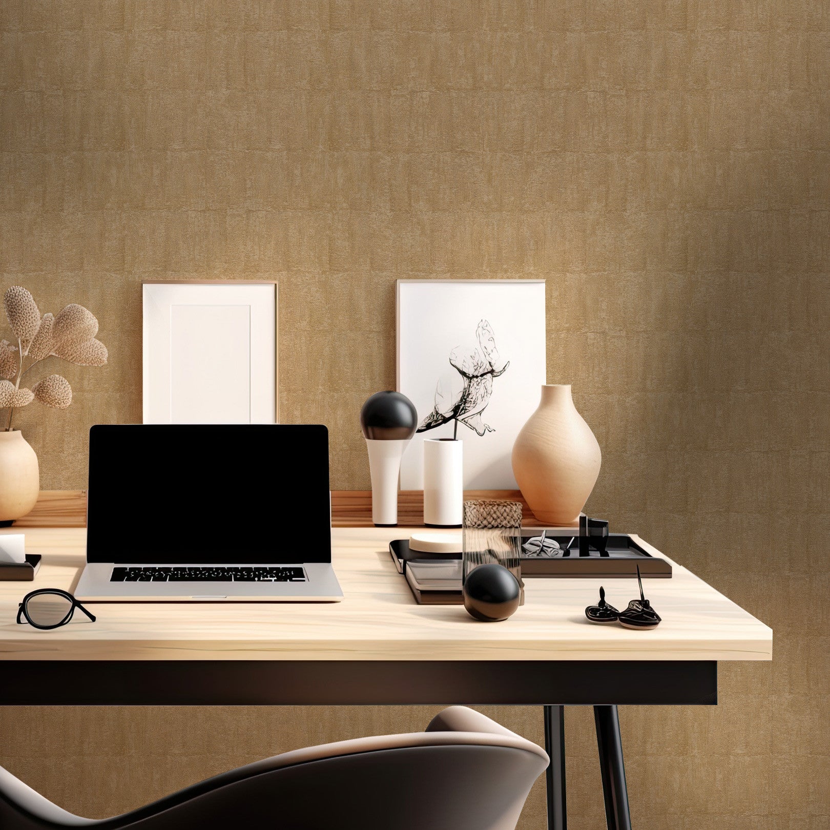 Structural wallpaper imitating clay BIZEN - MORDORE brown