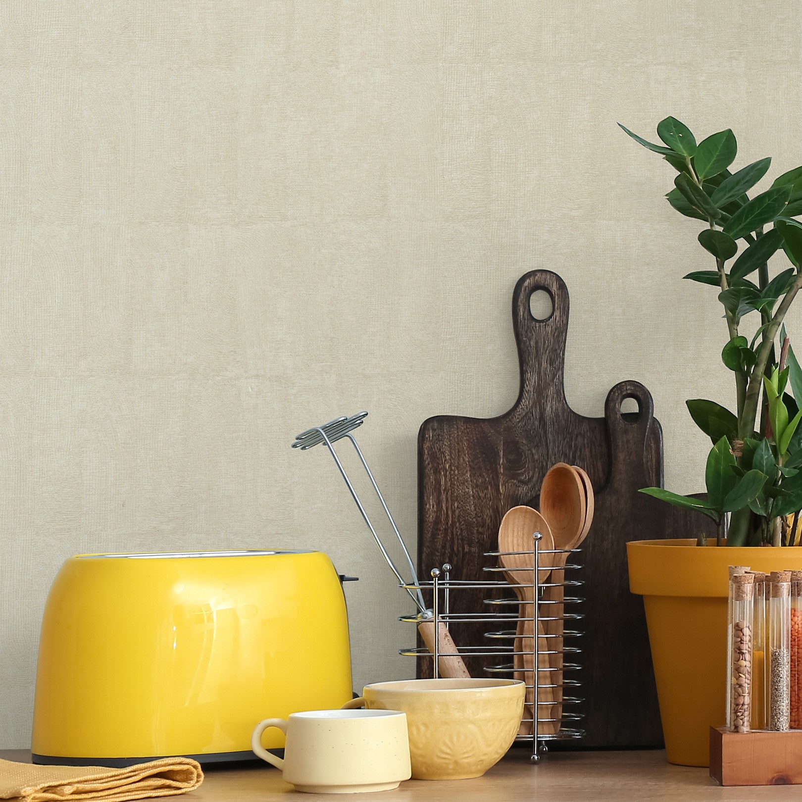 Structural wallpaper imitating clay BIZEN - IVORY ivory