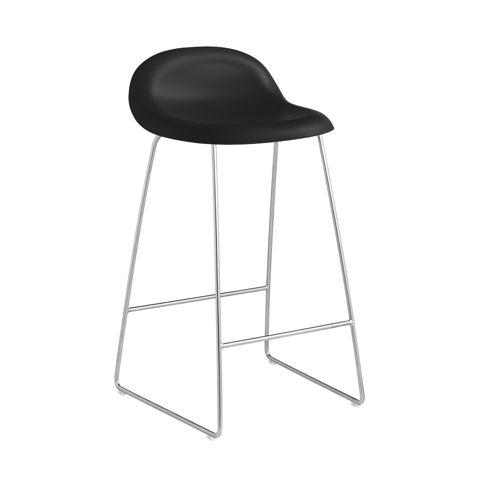 GUBI 3D stool with black seat and chrome base