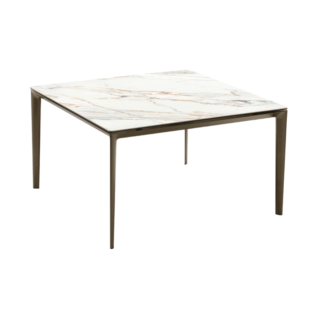 Extendable table BOMA with white top and brown base