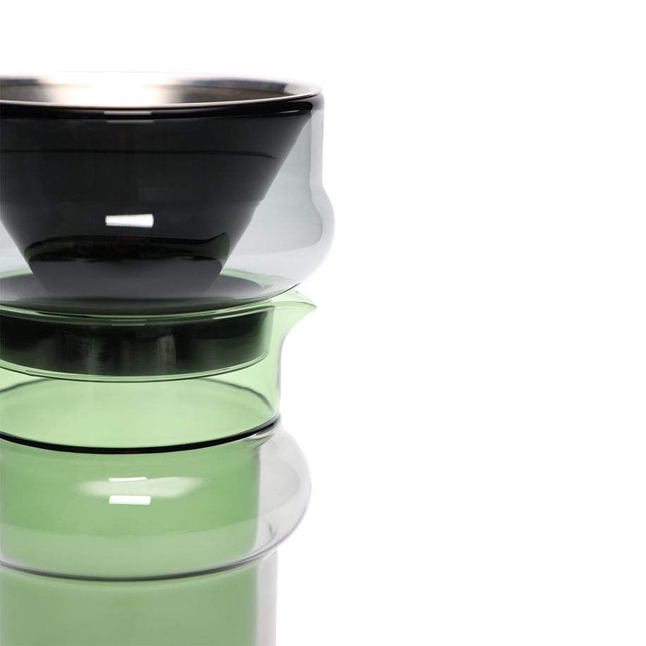 Carafe with bump filter green glass