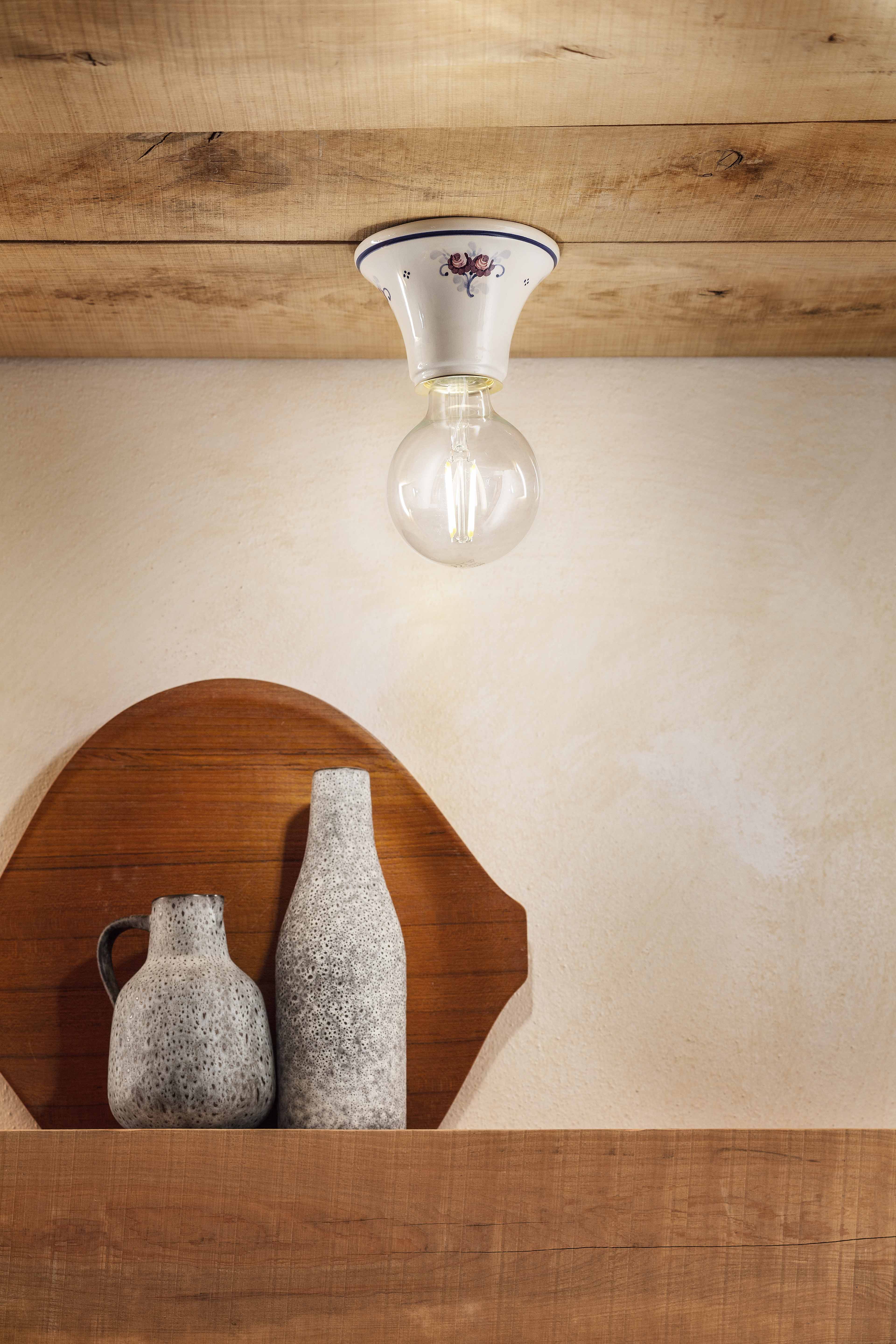 White ceramic ceiling TRIESTE with a blue-pink pattern
