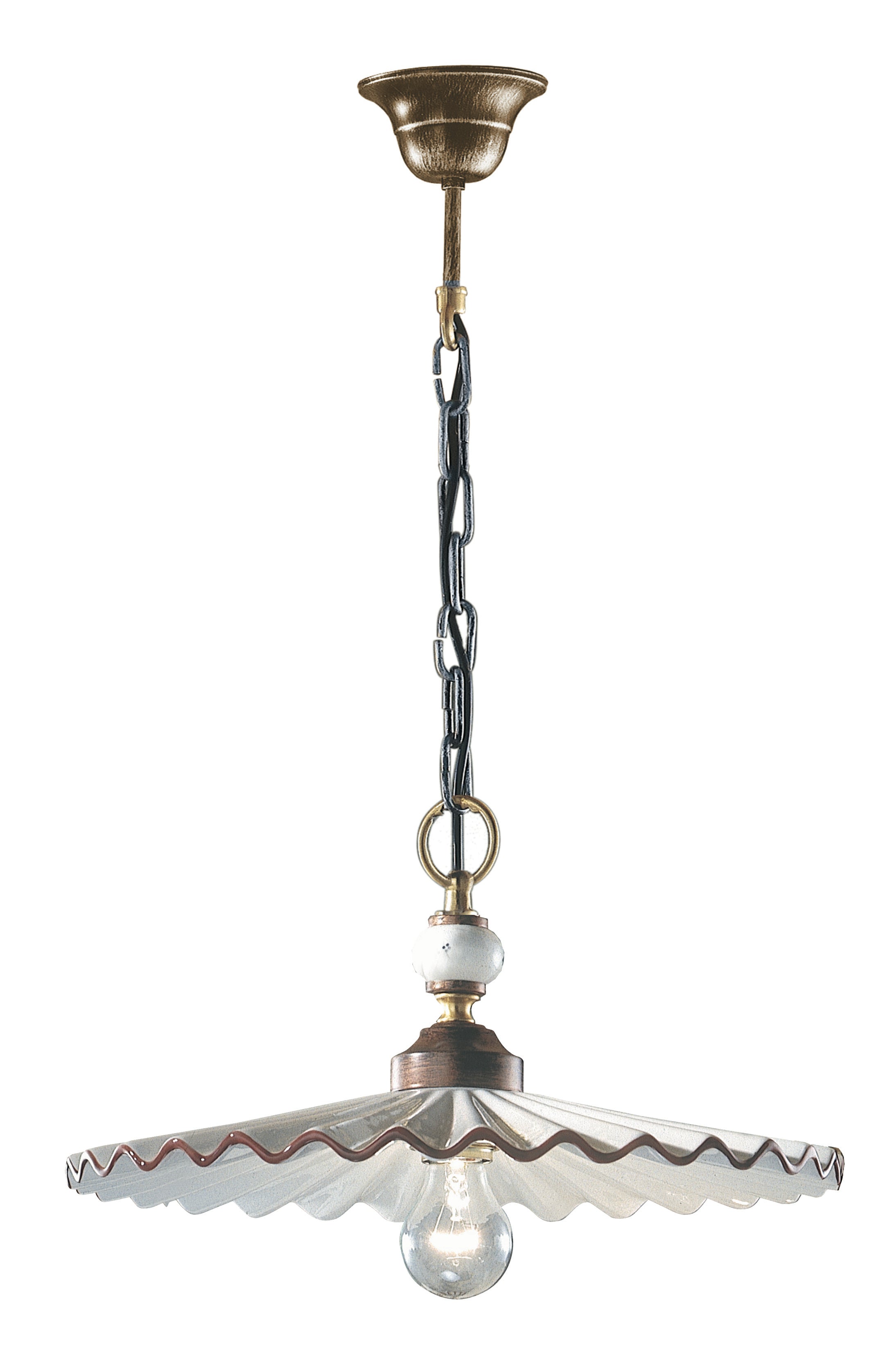 L’AQUILA ceramic pendant lamp in white with mocha and antique copper