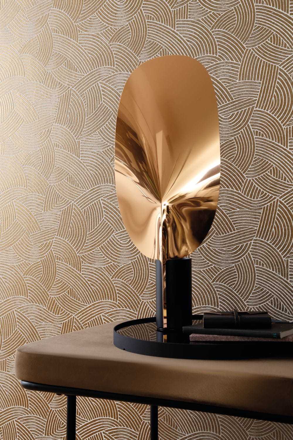 Metallic 3D Structural Wallpaper with Geometric Pattern ASSOUAN - CARBONE Black with Gold