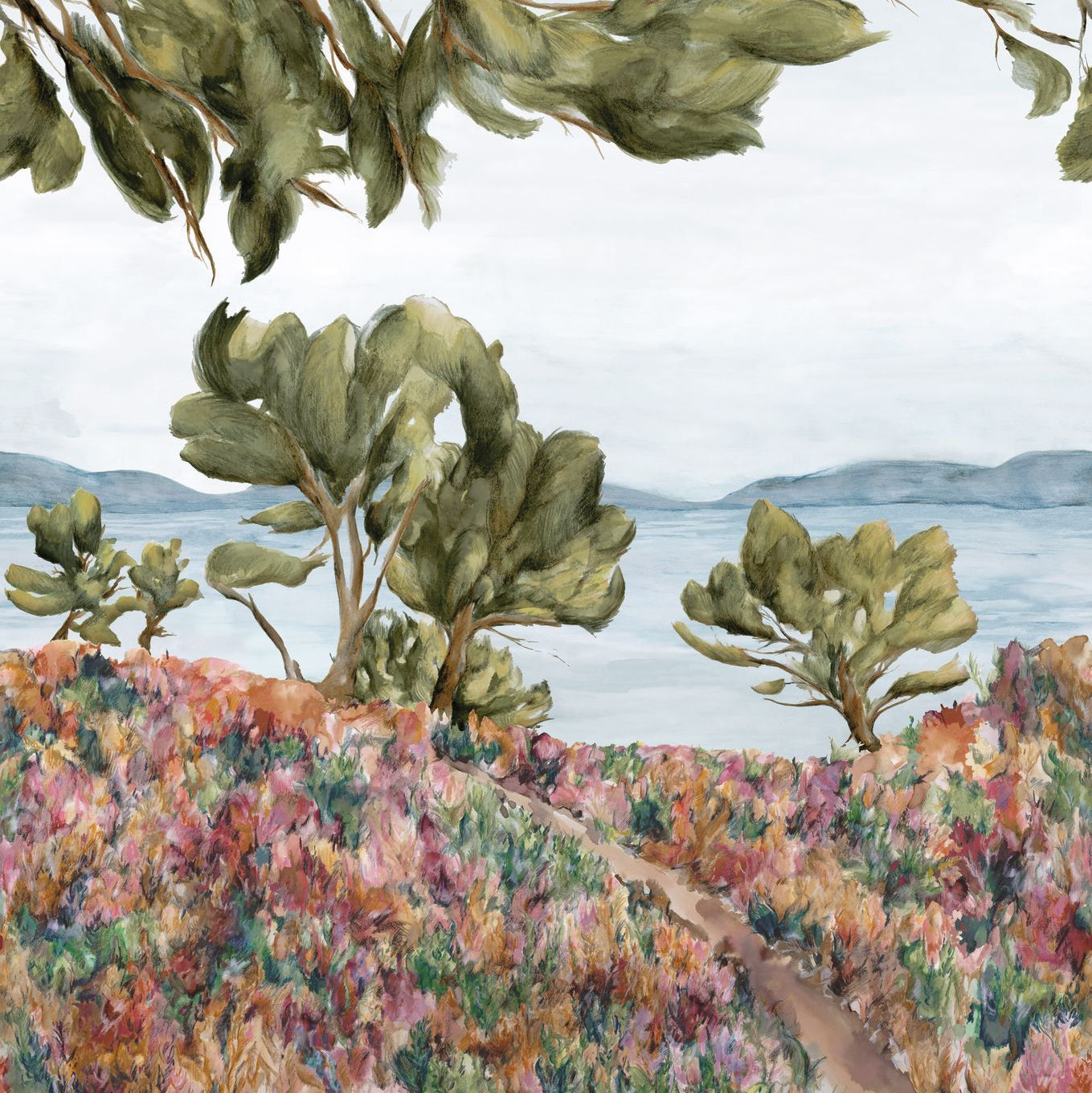 Muurschildering met plantenlandschap FELIX - MULTICO meerkleurig