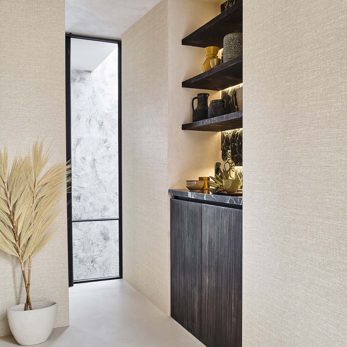 Strukturierte Tapete, die Leinwand imitiert CARIOCA - PERLE perlmuttfarben