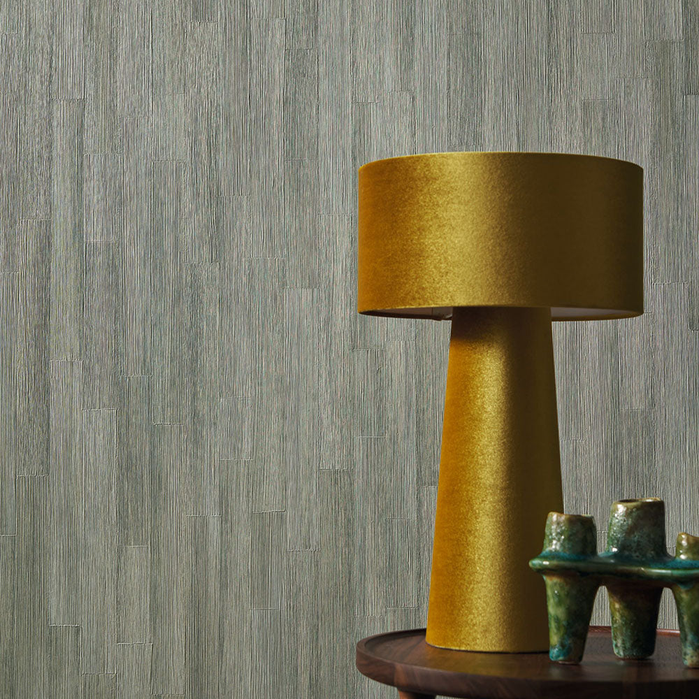 Structural wallpaper imitating wooden boards SAPELLI - TERRACOTTA terracotta