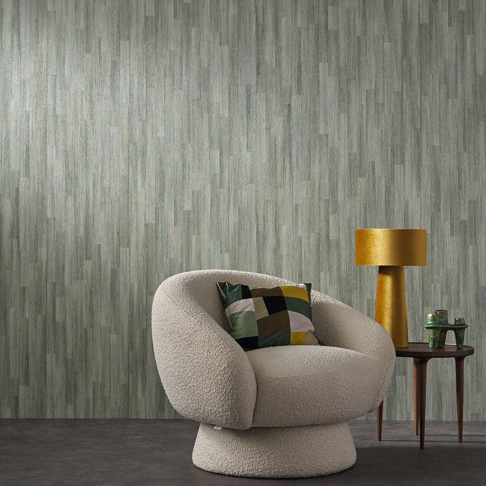 Structural wallpaper imitating wooden boards SAPELLI - TERRACOTTA terracotta