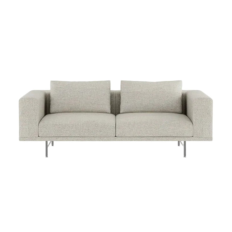 Sofa 2-zits LOFT lichtgrijze boucle met stalen basis