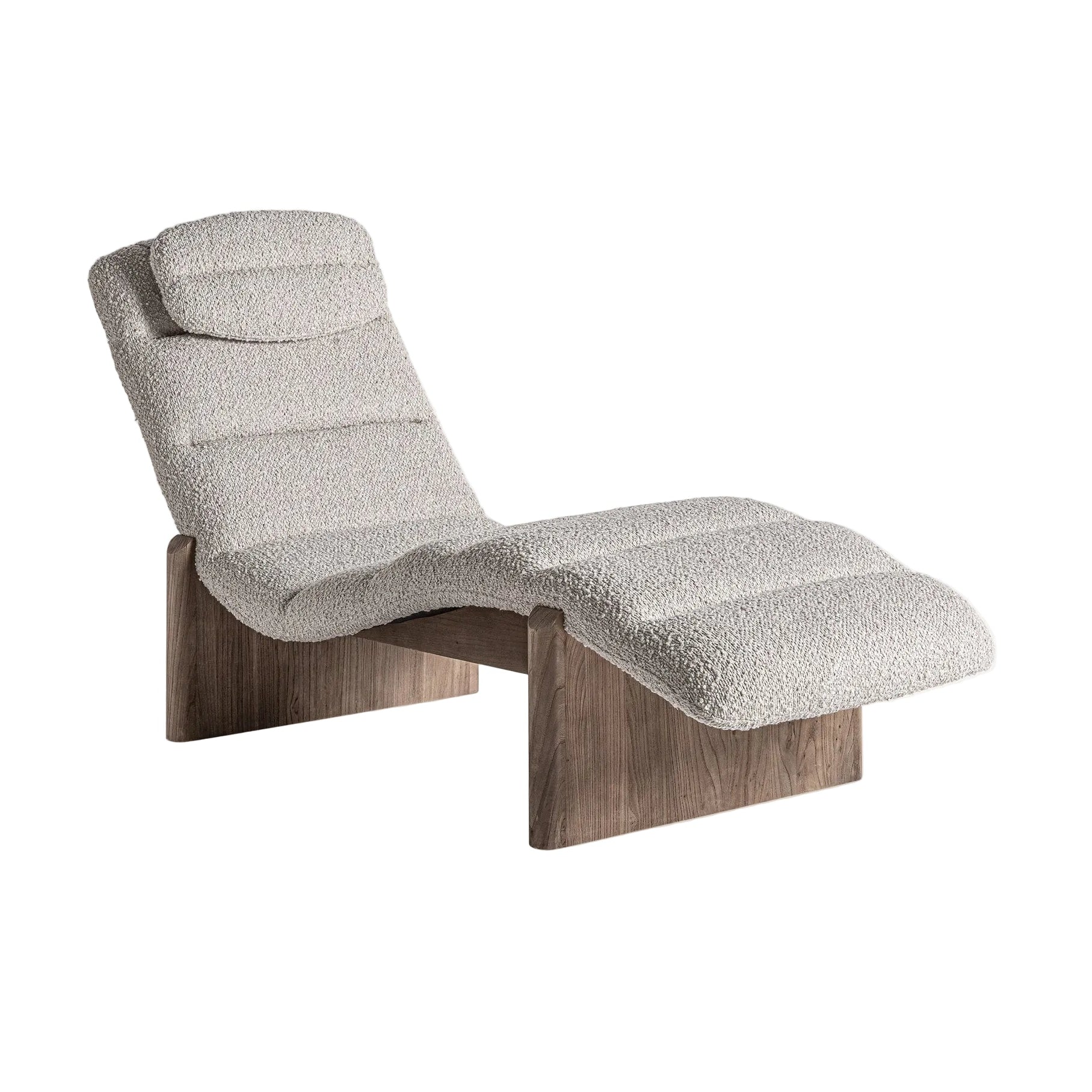 Szezlong JACQUARD beige met houten basis