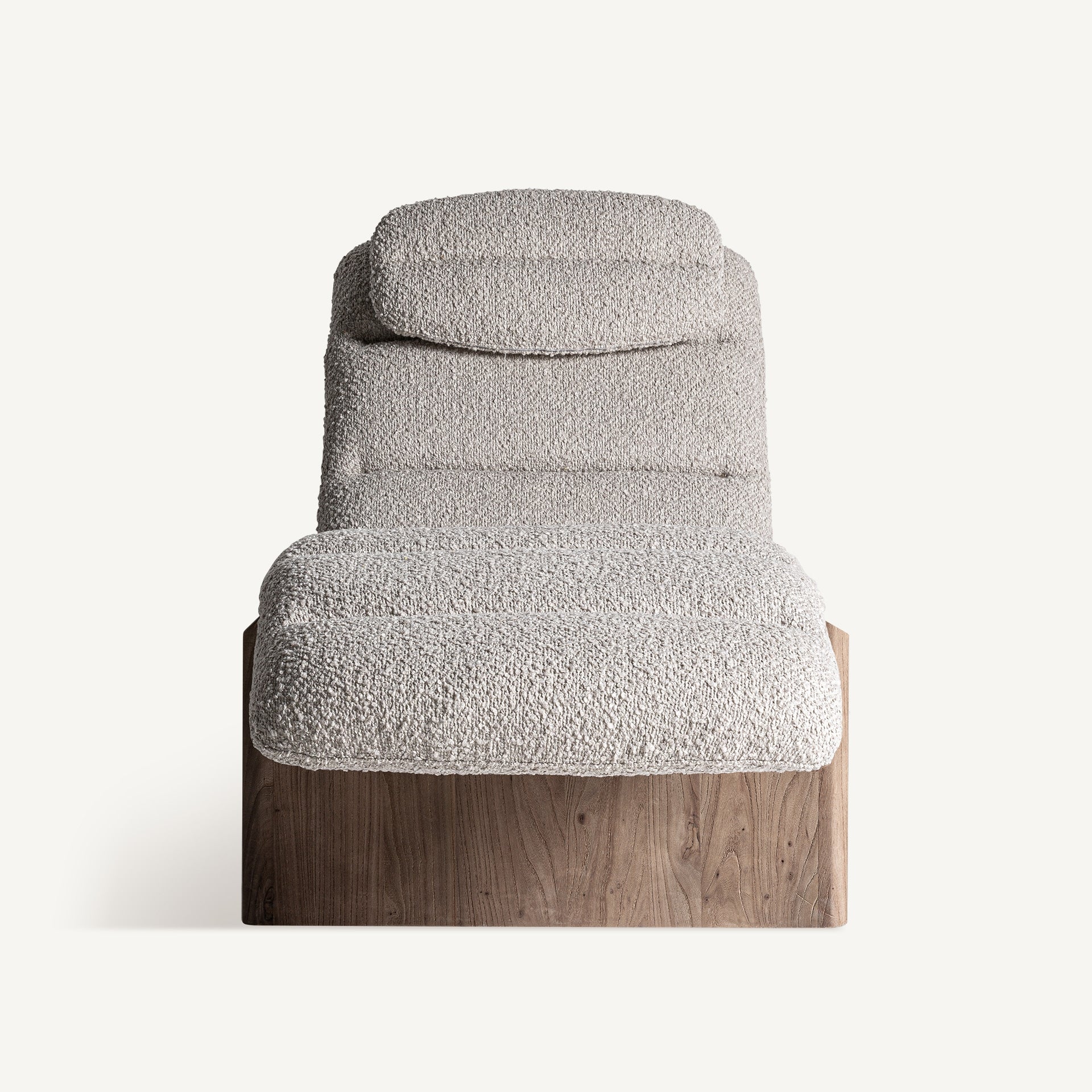 Szezlong JACQUARD beige met houten basis