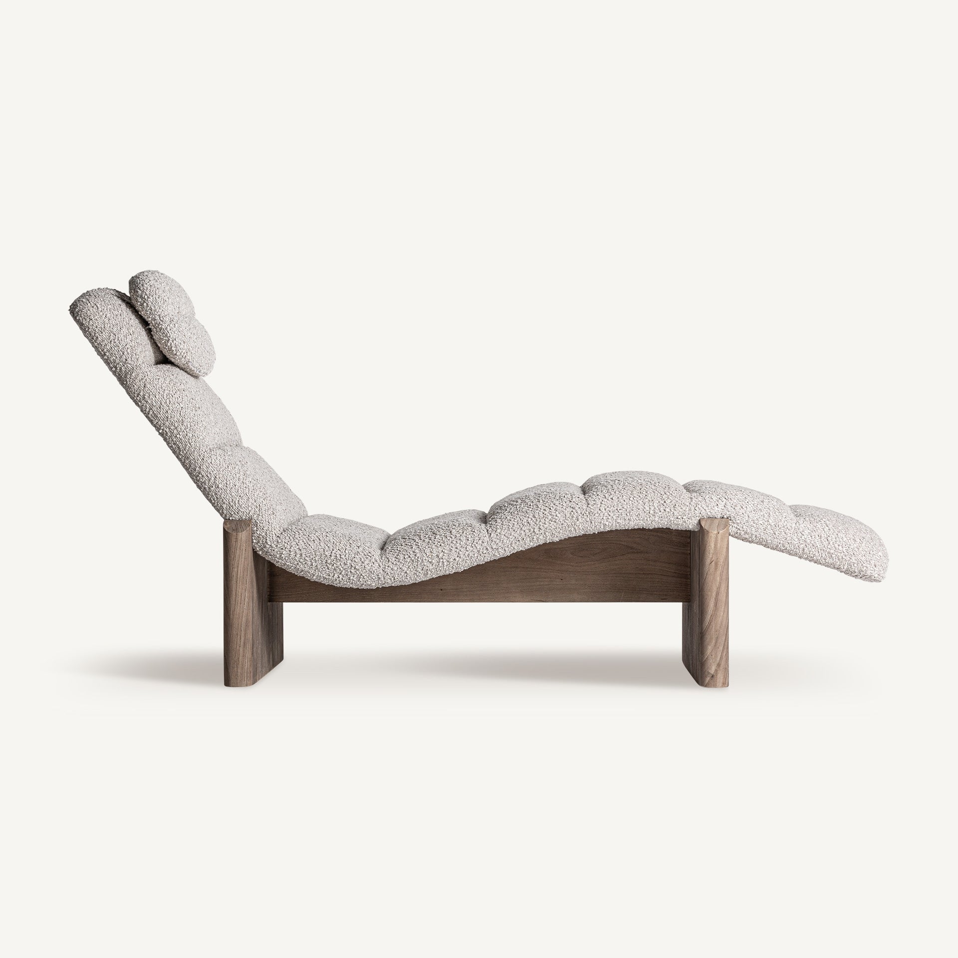 Szezlong JACQUARD beige met houten basis