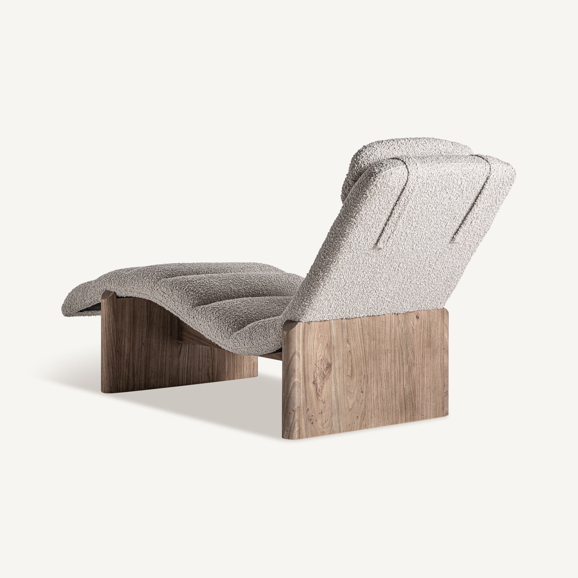 Szezlong JACQUARD beige met houten basis