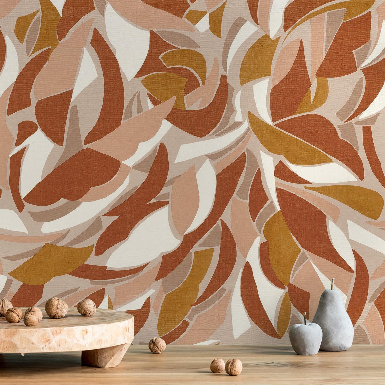 Structural wallpaper with abstract pattern COLLAGE - TERRACOTTA terracotta