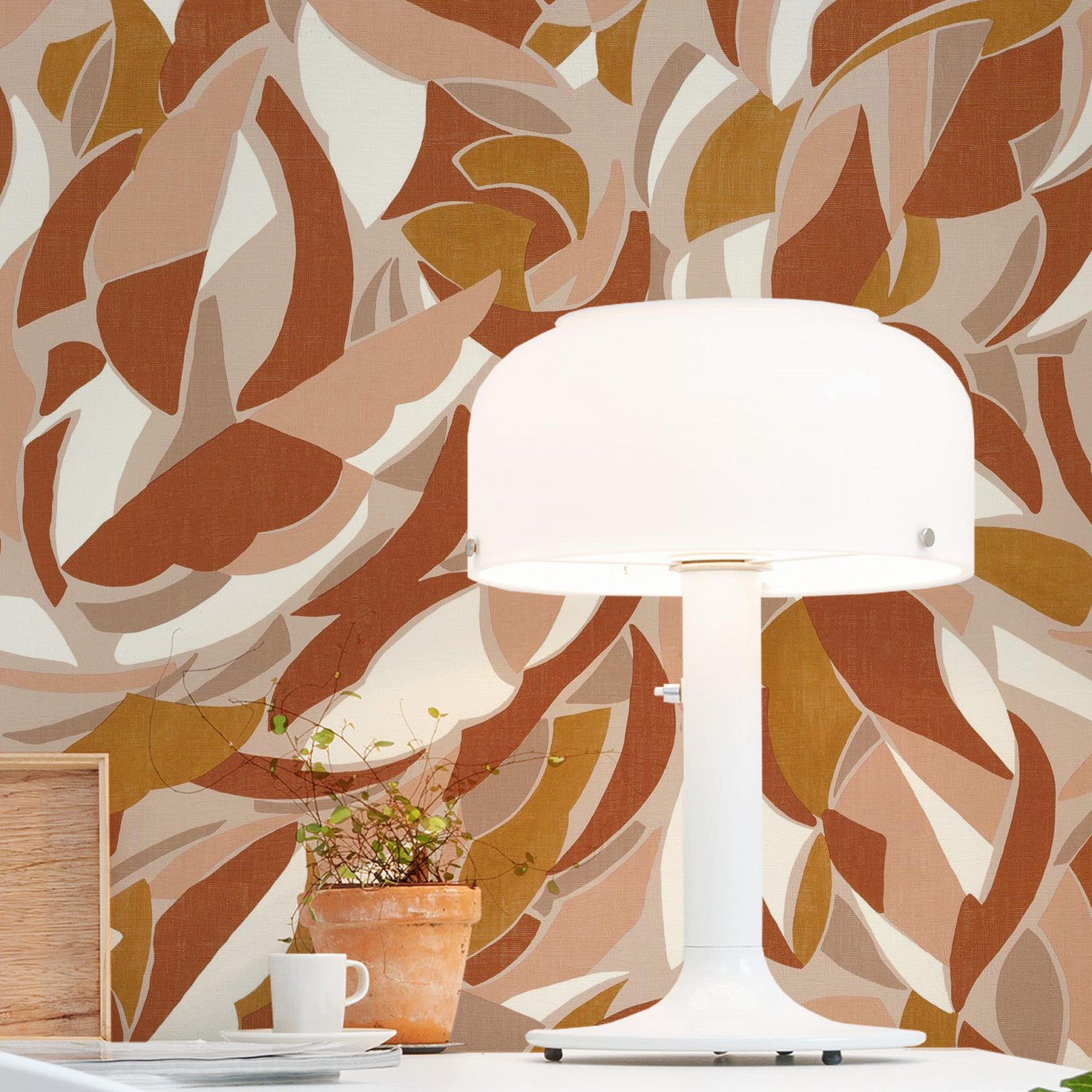 Structural wallpaper with abstract pattern COLLAGE - TERRACOTTA terracotta