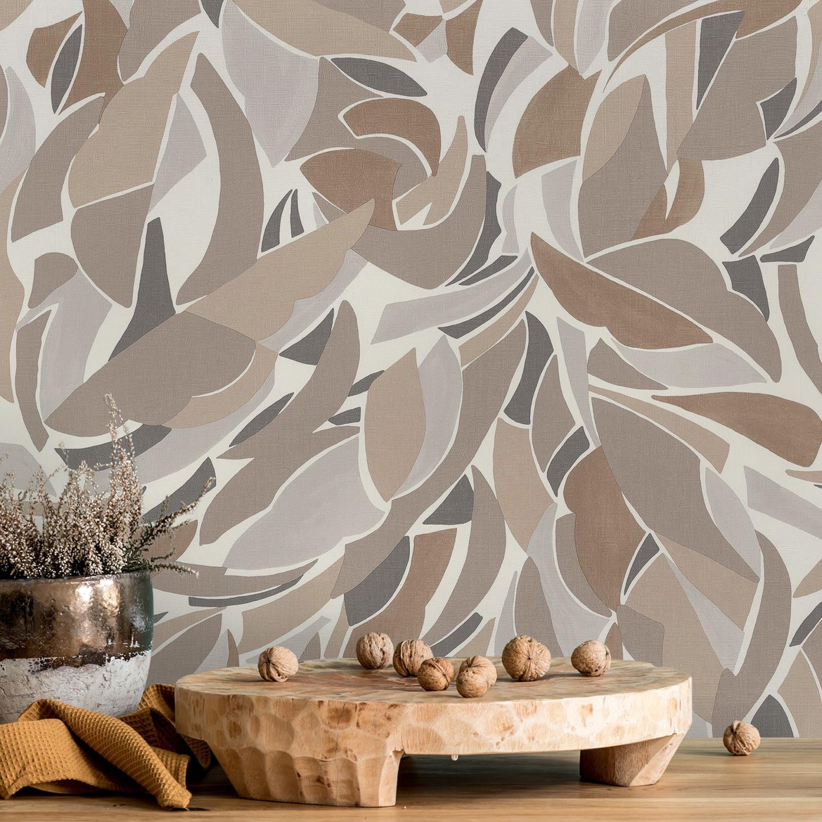 Structural wallpaper with abstract pattern COLLAGE - WHITE/SAND white with sandy
