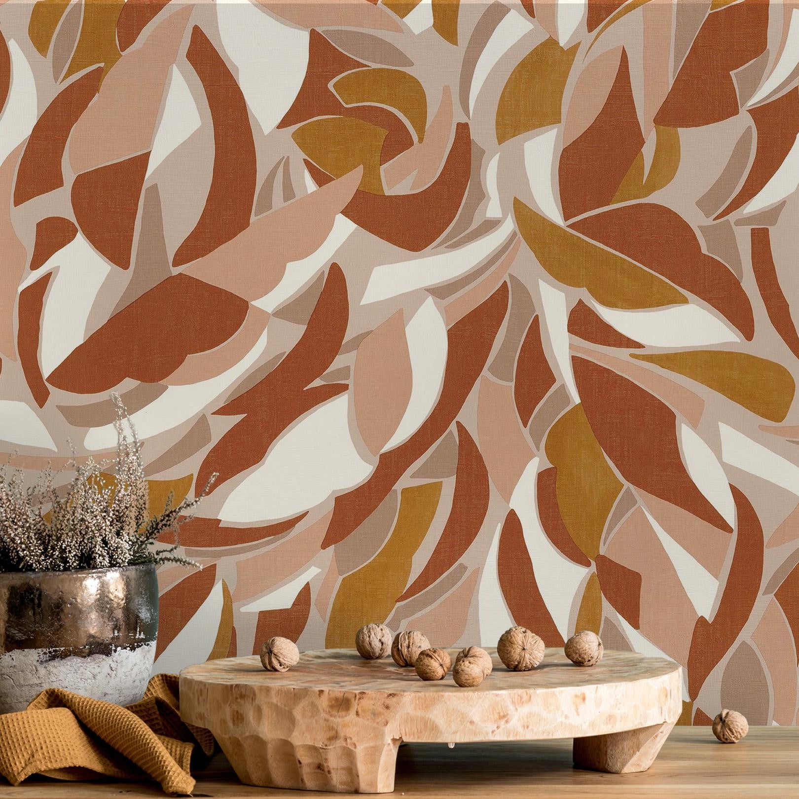 Structural wallpaper with abstract pattern COLLAGE - TERRACOTTA terracotta