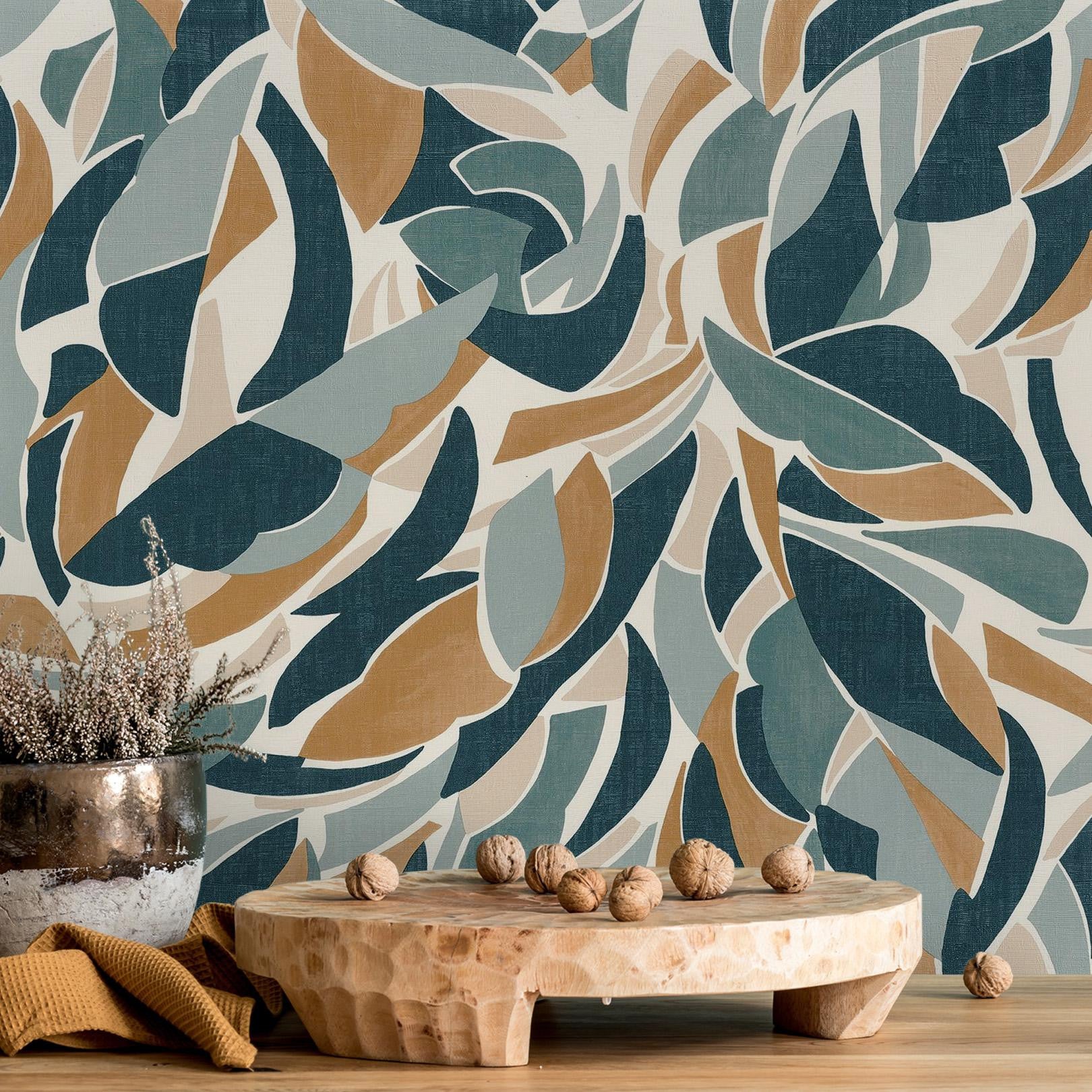 Structural wallpaper with abstract pattern COLLAGE - WHITE/BLUE white with blue