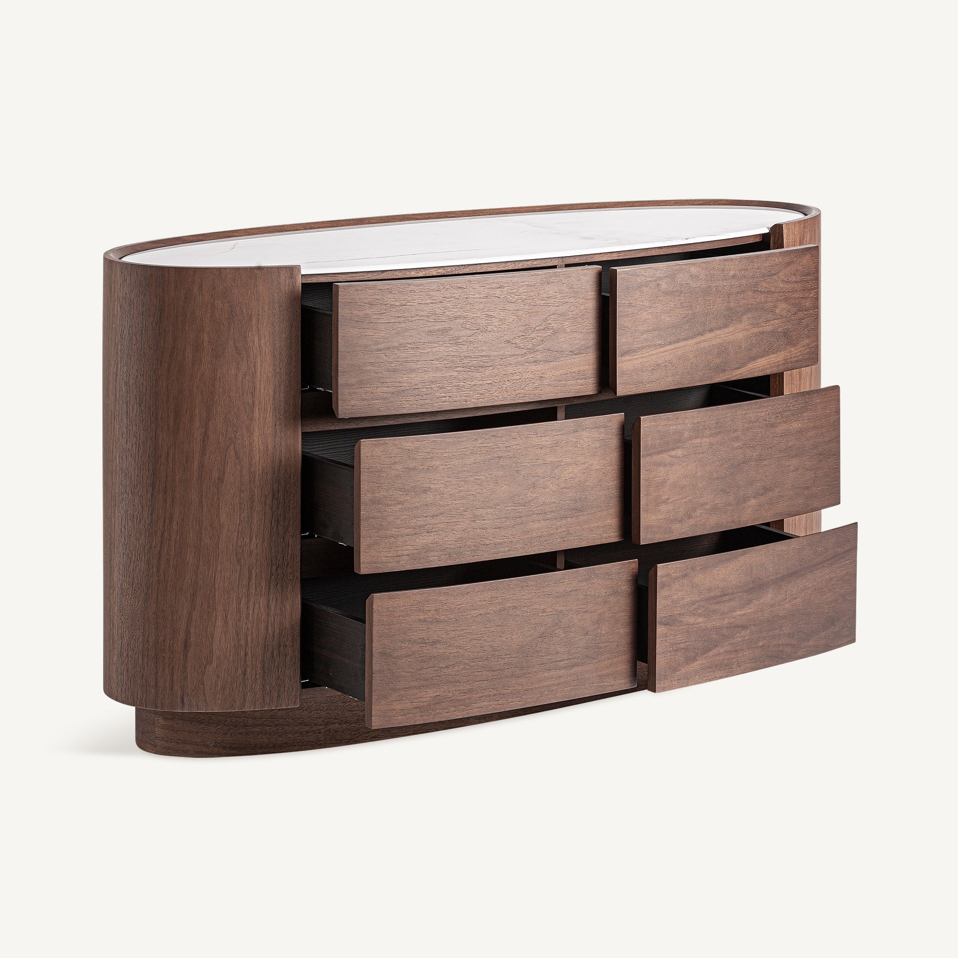 Ovale commode met lades STUETTA eikenfineer