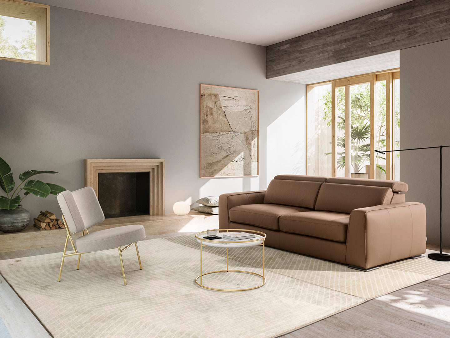 Gevoerde COCO fauteuil met zwarte basis