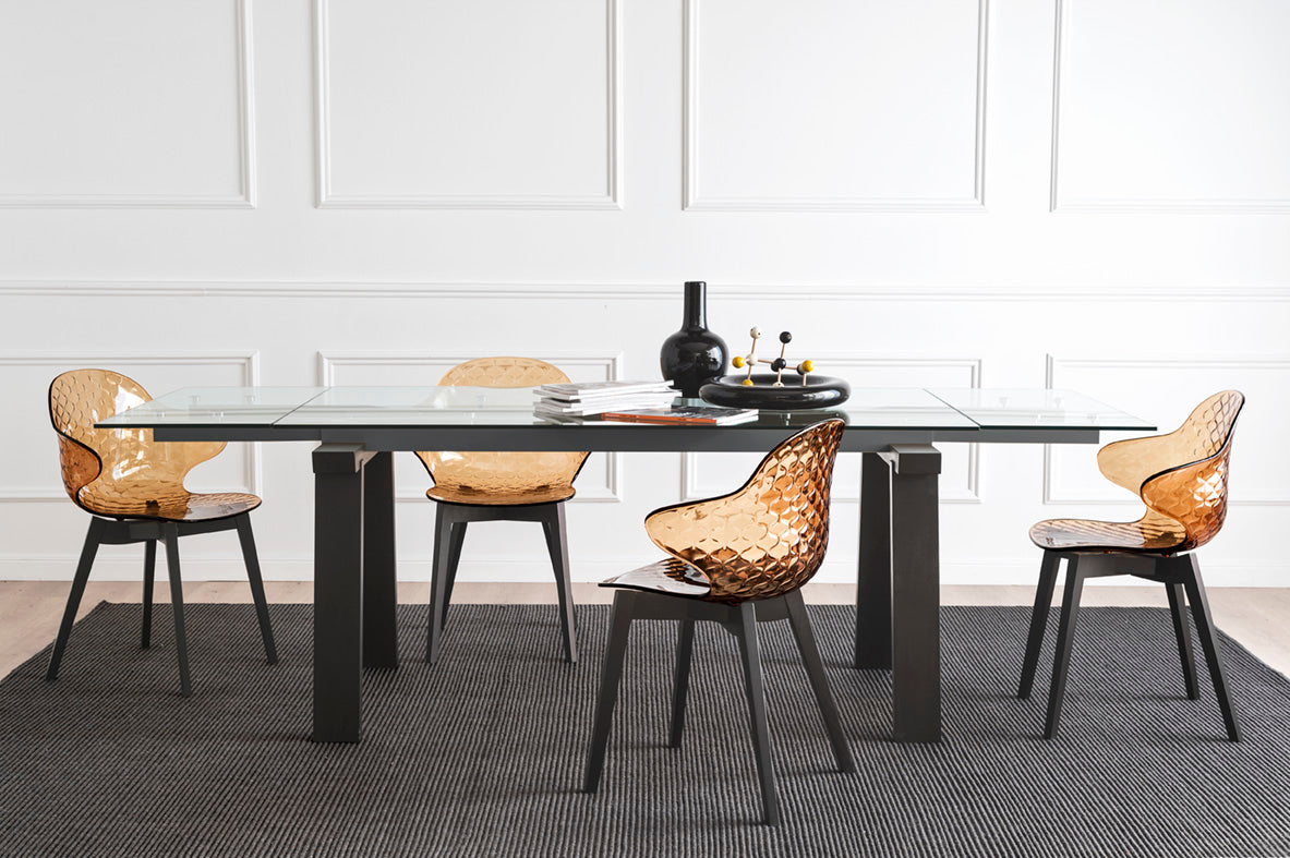 SAINT TROPEZ chair with brown seat and black wooden base