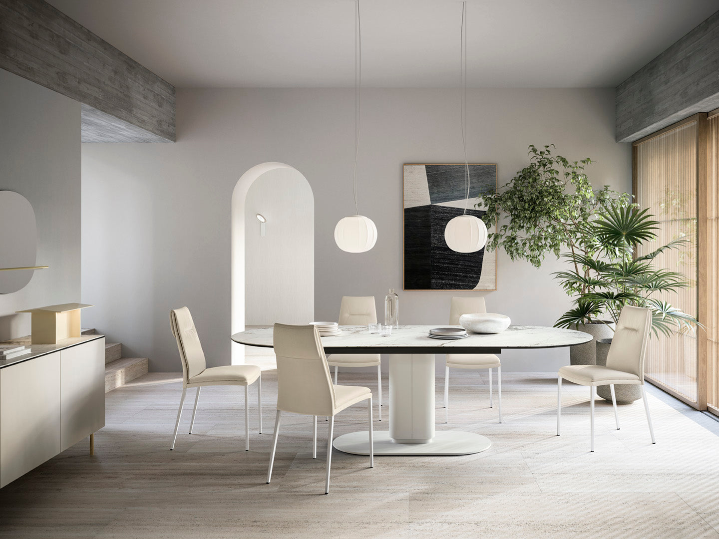 CARMEN upholstered chair with beige base